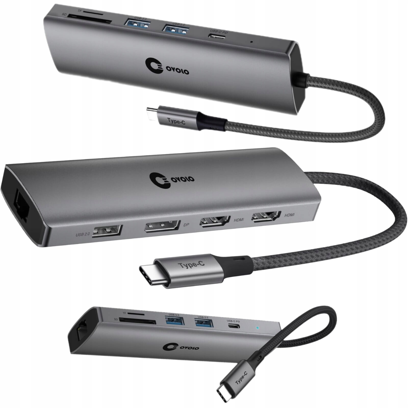 Hub pro notebook Apple Usb-c 2xHDMI 4K DisplayPort Lan Ethernet Duální monitor