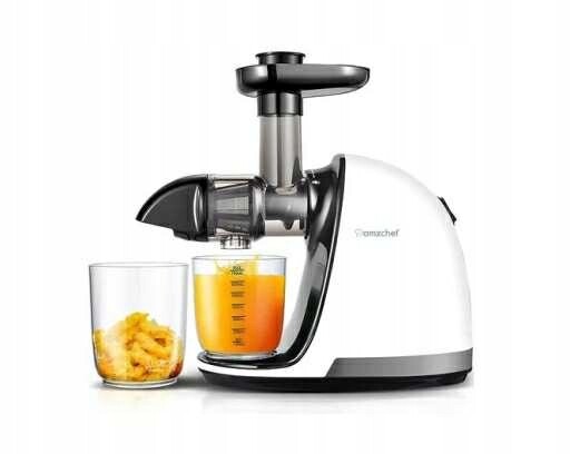 Pomalý odšťavňovač Amzchef na ovocné a zeleniny šťávy, černý