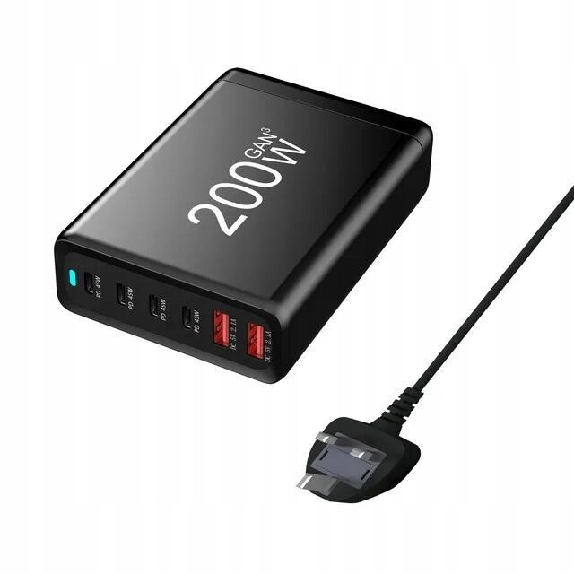 Multifunkční nabíječka GaN 200W Pd 4x Usb C 3x Qc 3.0 stanice pro iPhone