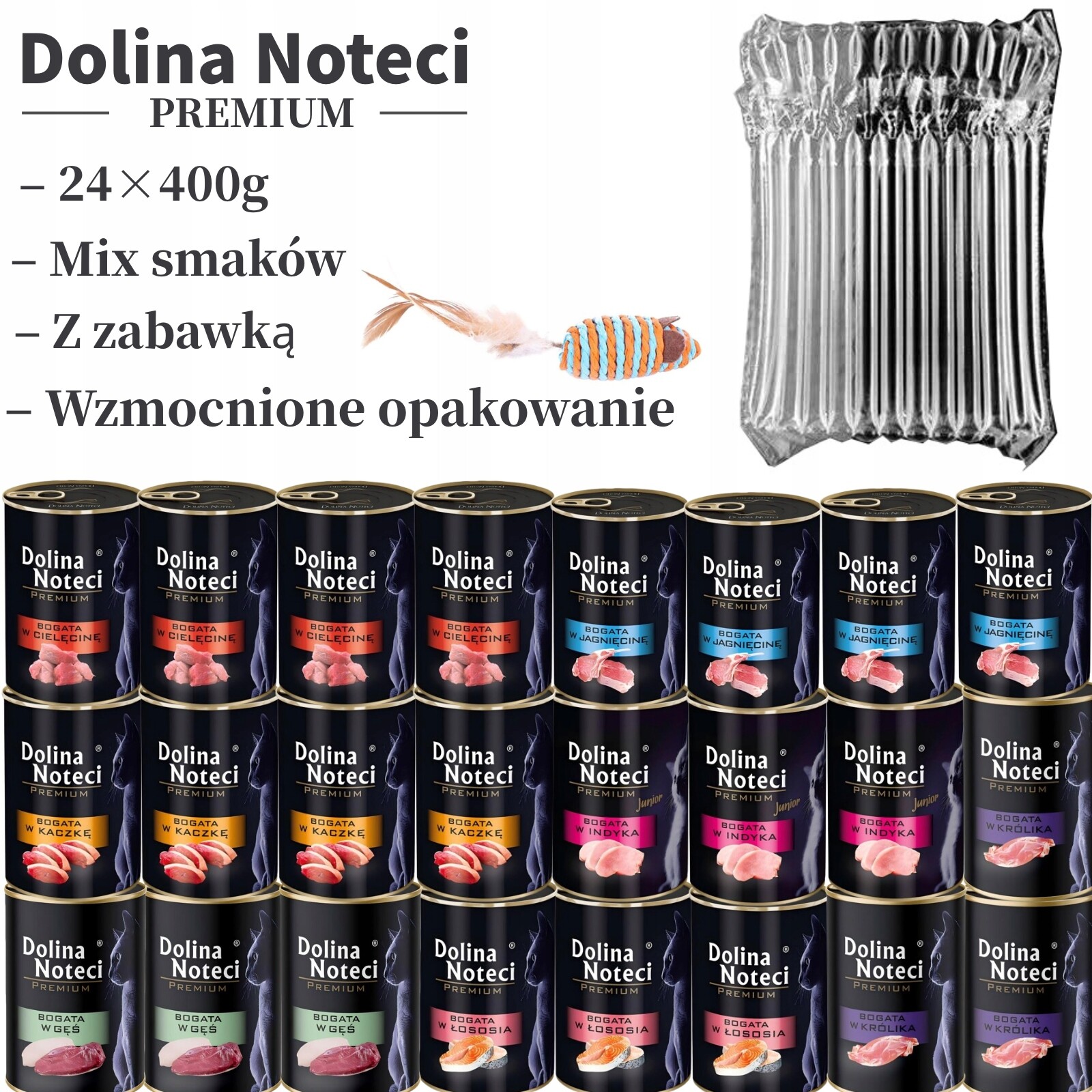 Dolina Noteci Premium 24×400 g pro kočky – mix chutí , hračka , pevné balení
