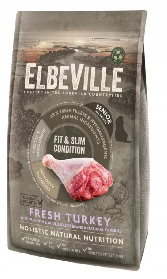 ElbeVille 11,4 kg Holistic krmivo Krůta Fit&slim Senior