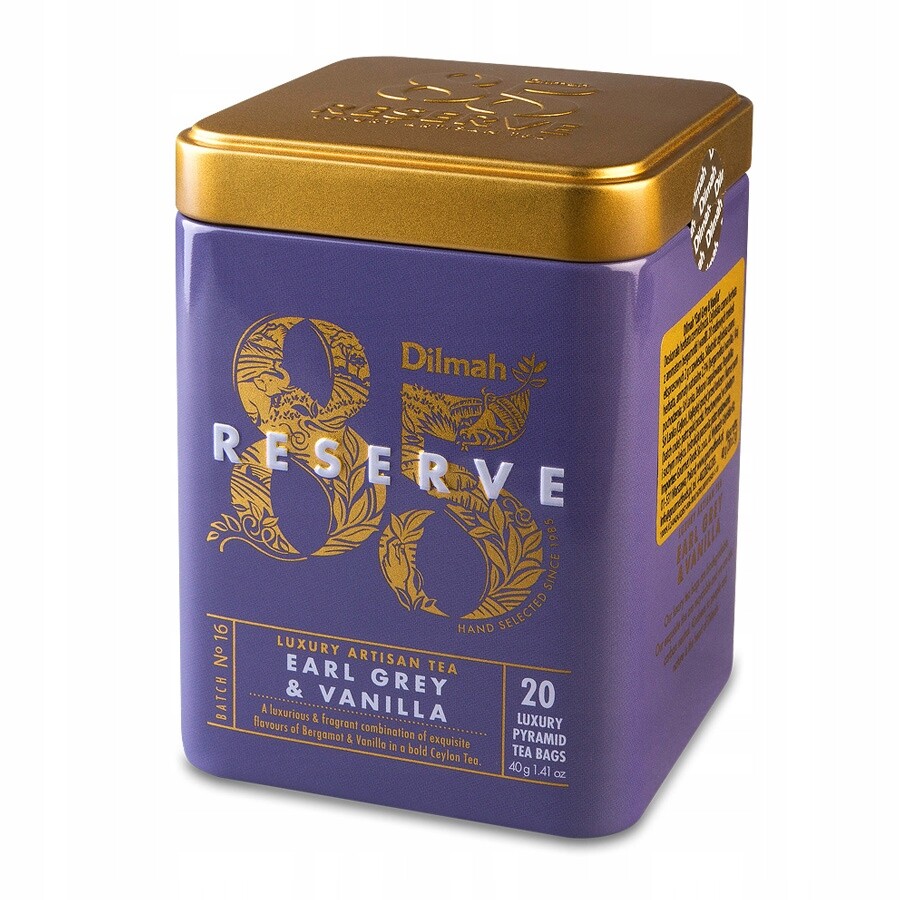 Dilmah Earl Grey & Vanilla 20x2g čajových čaj v plechovce
