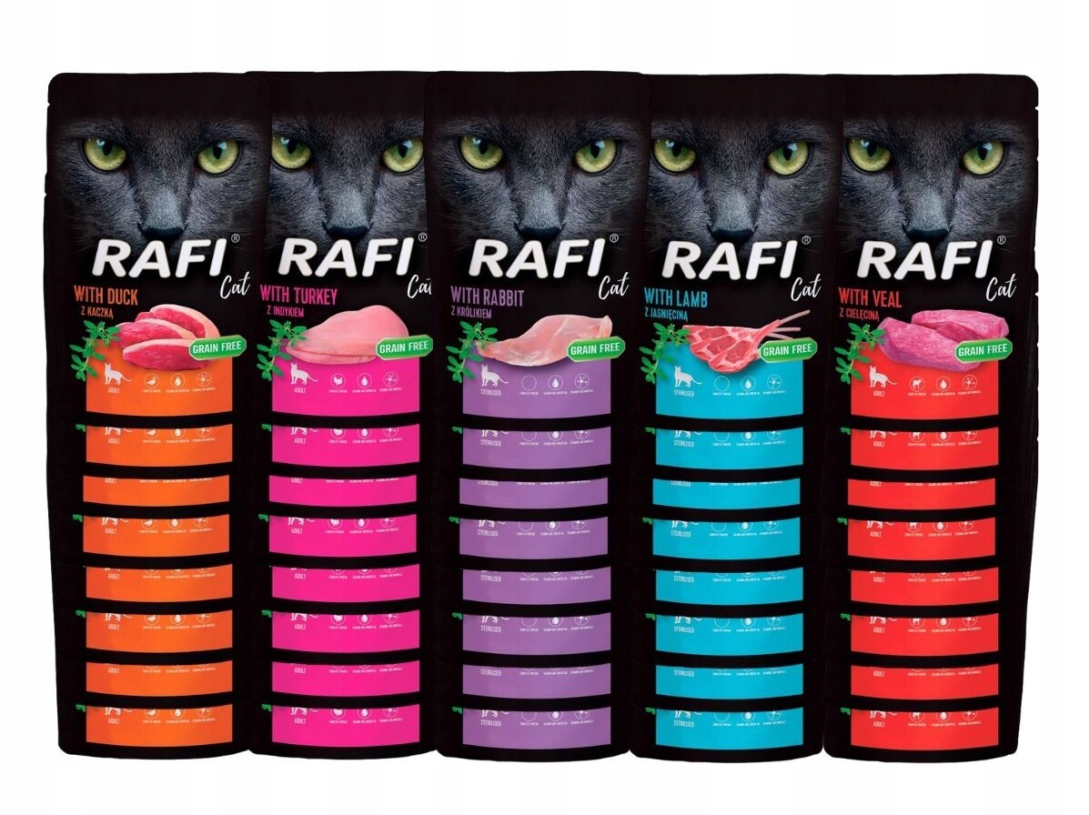 Rafi mokré krmivo pro kočky mix chutí 40x100g Bez Ryb Bez Obilovin