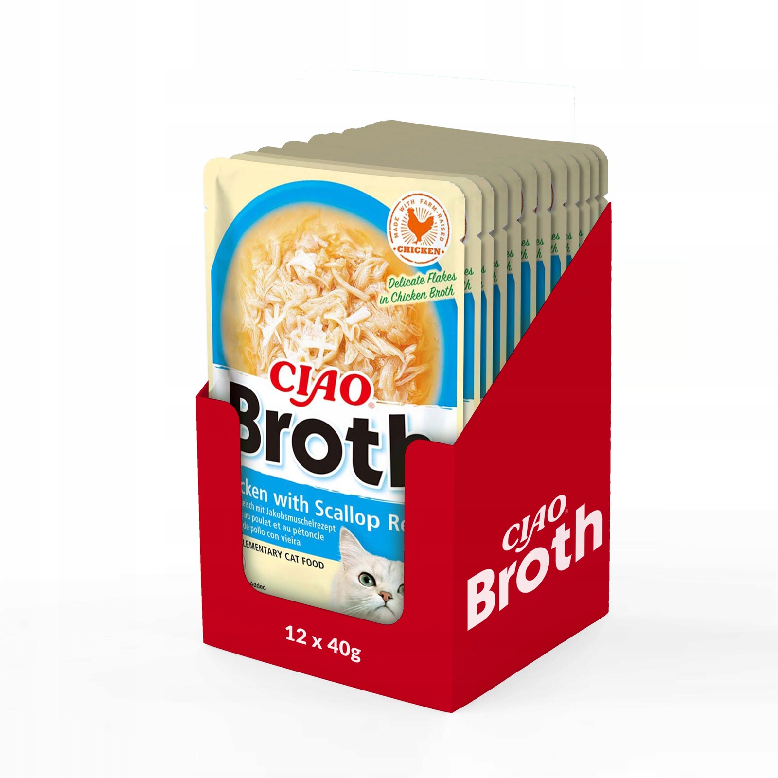 Inaba Ciao Broth Mokré krmivo Krmivo Pro Kočky Kuřecí polévka s mušlemi 40g