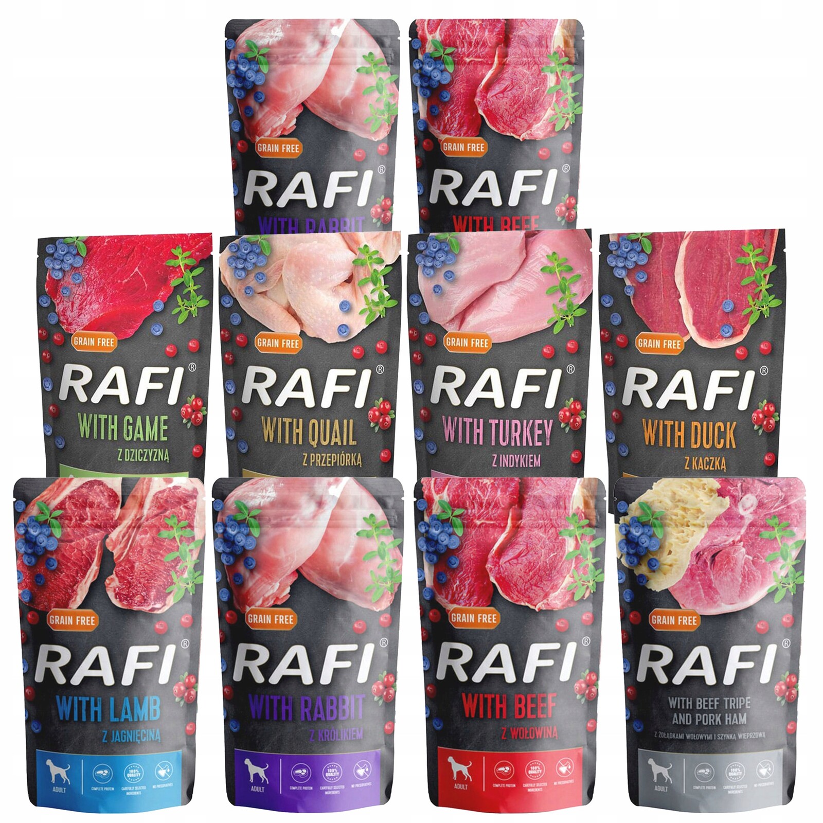 Dolina Noteci Vlhké Krmivo Rafi mix chutí 10 x 500g sáček