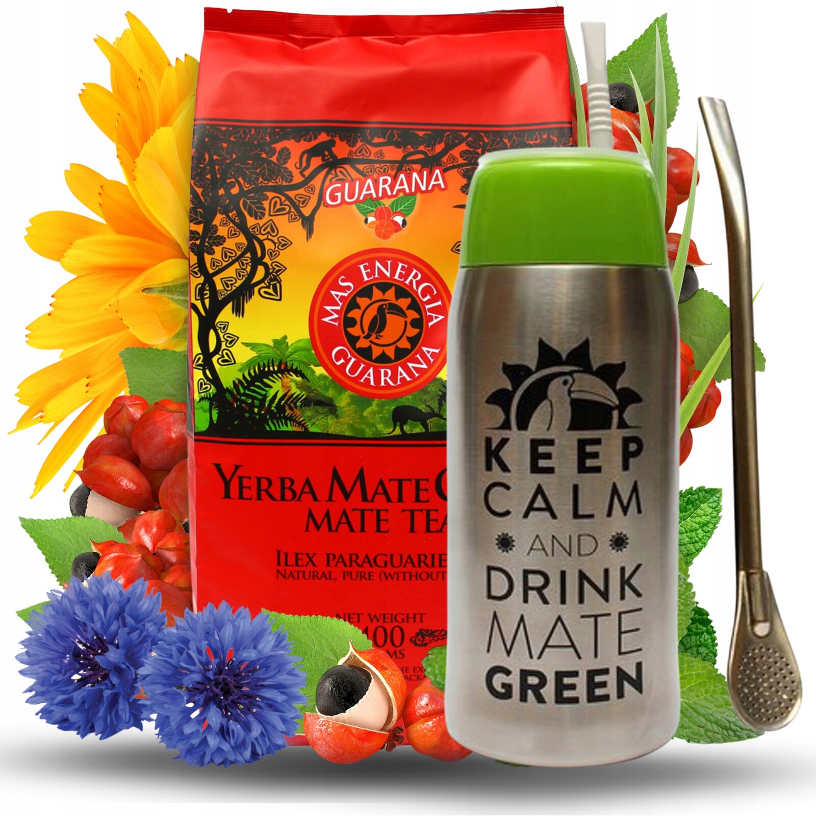 Sada Yerba Mate Green Mas Energia Guarana Yerbomos Bombilla