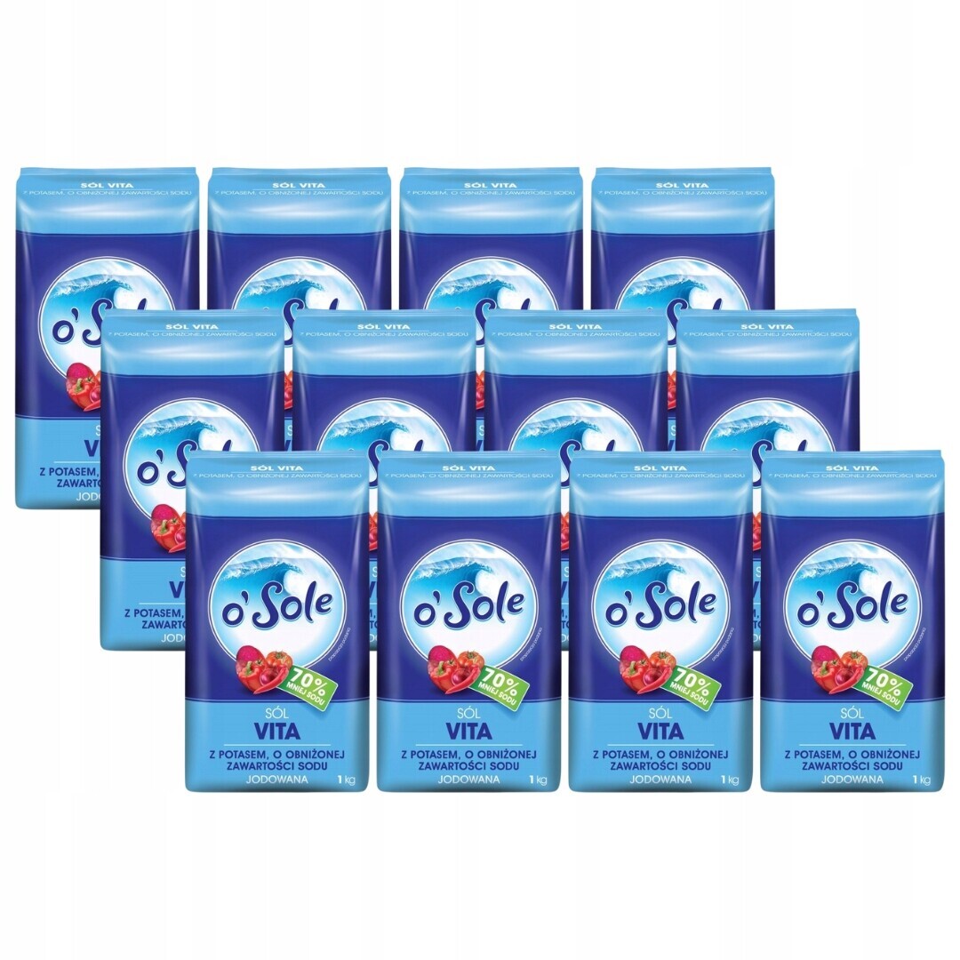o'Sole Sůl Vita s draslíkem a sníženým obsahem sodíku jodovaná 1kg x 12 Ks