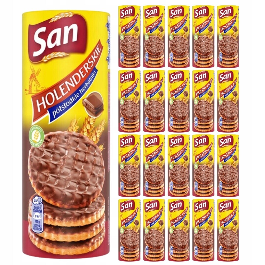 Holandské sušenky San Łakotki s čokoládou 170 g x 20 kusů