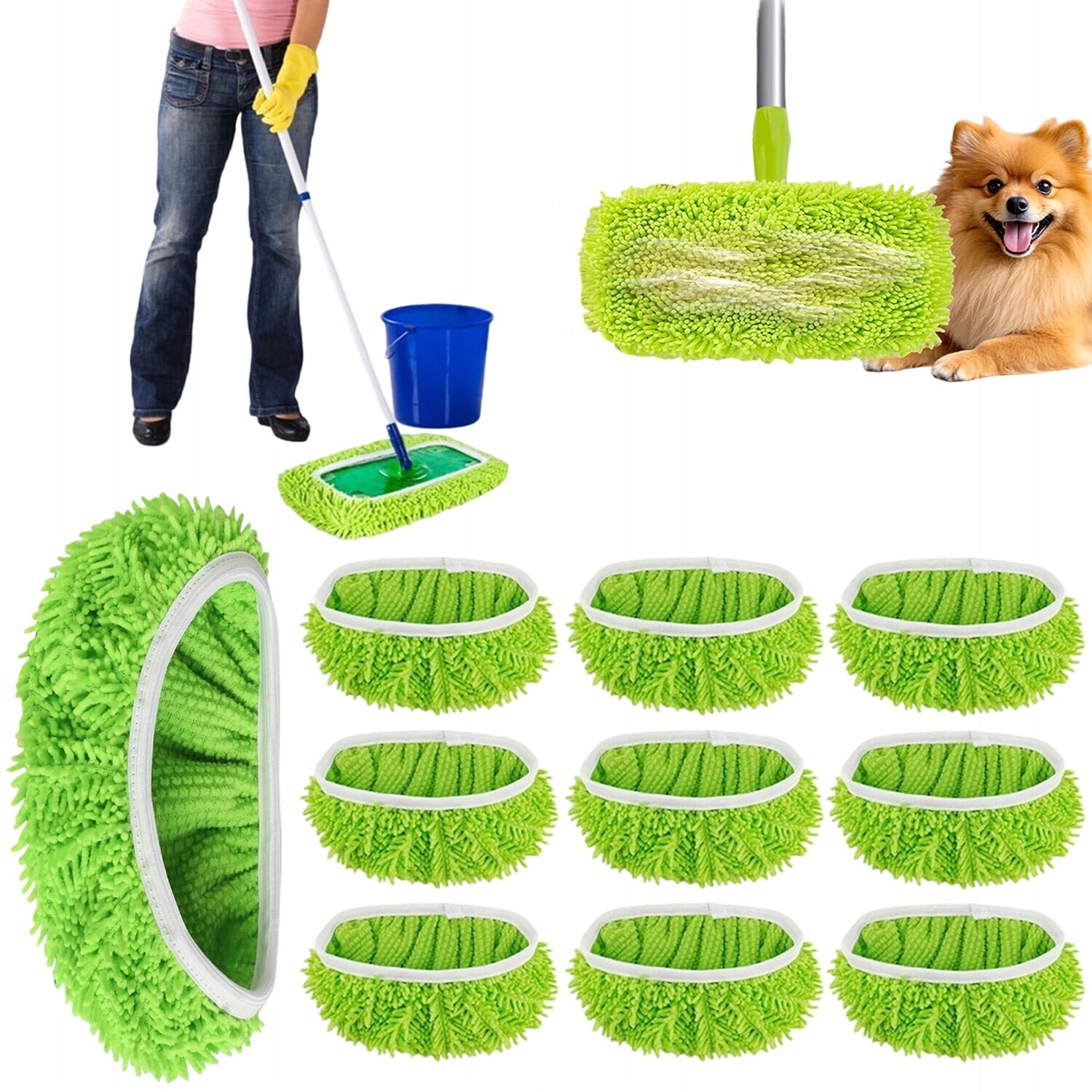 Sada 10 podlahových utěrek pro čištění tvrdých podlah