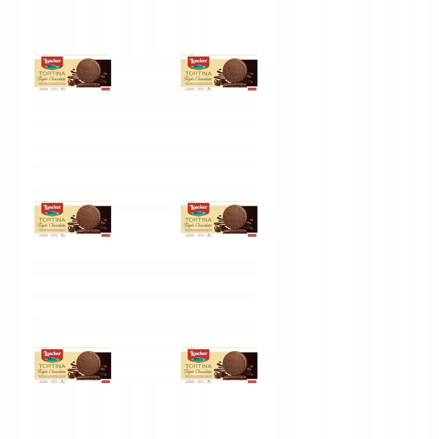 6 x 63 g Loacker Tortina trojitá čokoládová Půlka Kartonu