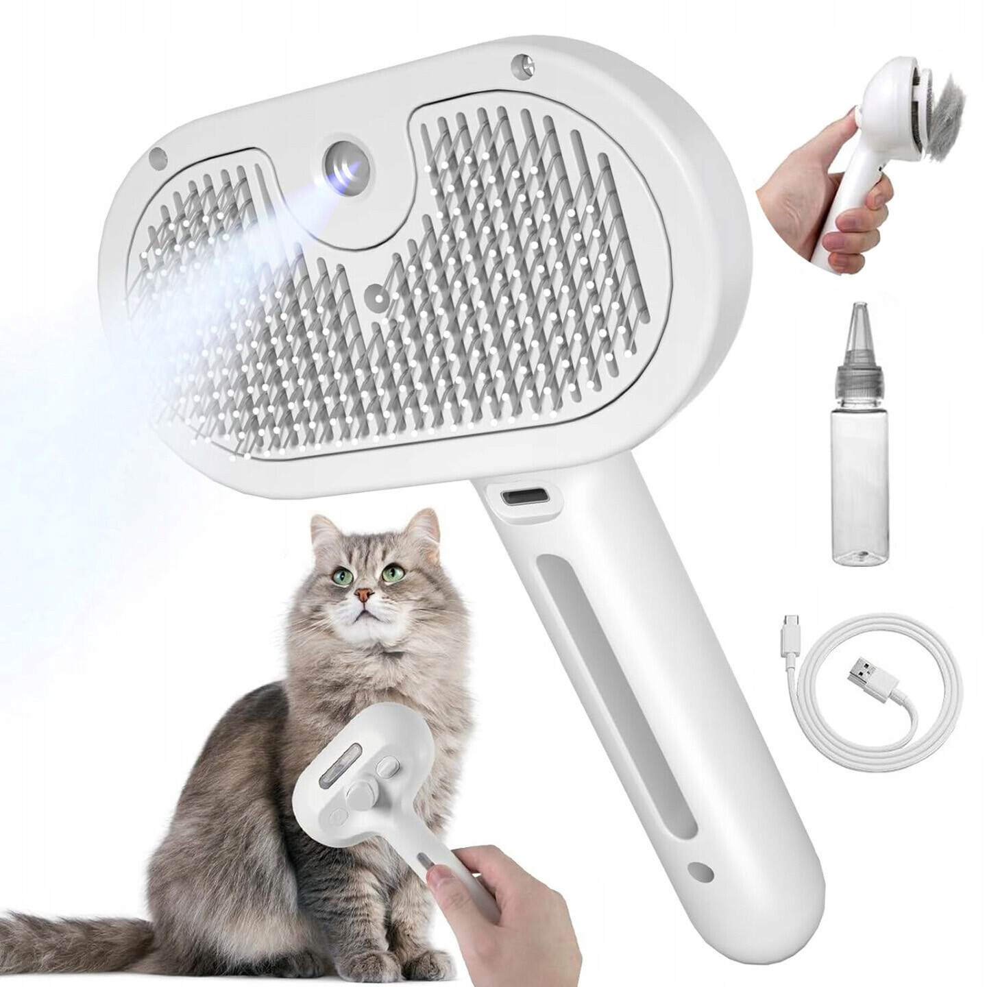 Elektrický Hřebenový Kartáč Na Páry Pro Psa Kočku, Zvlhčující Usb Chlupy