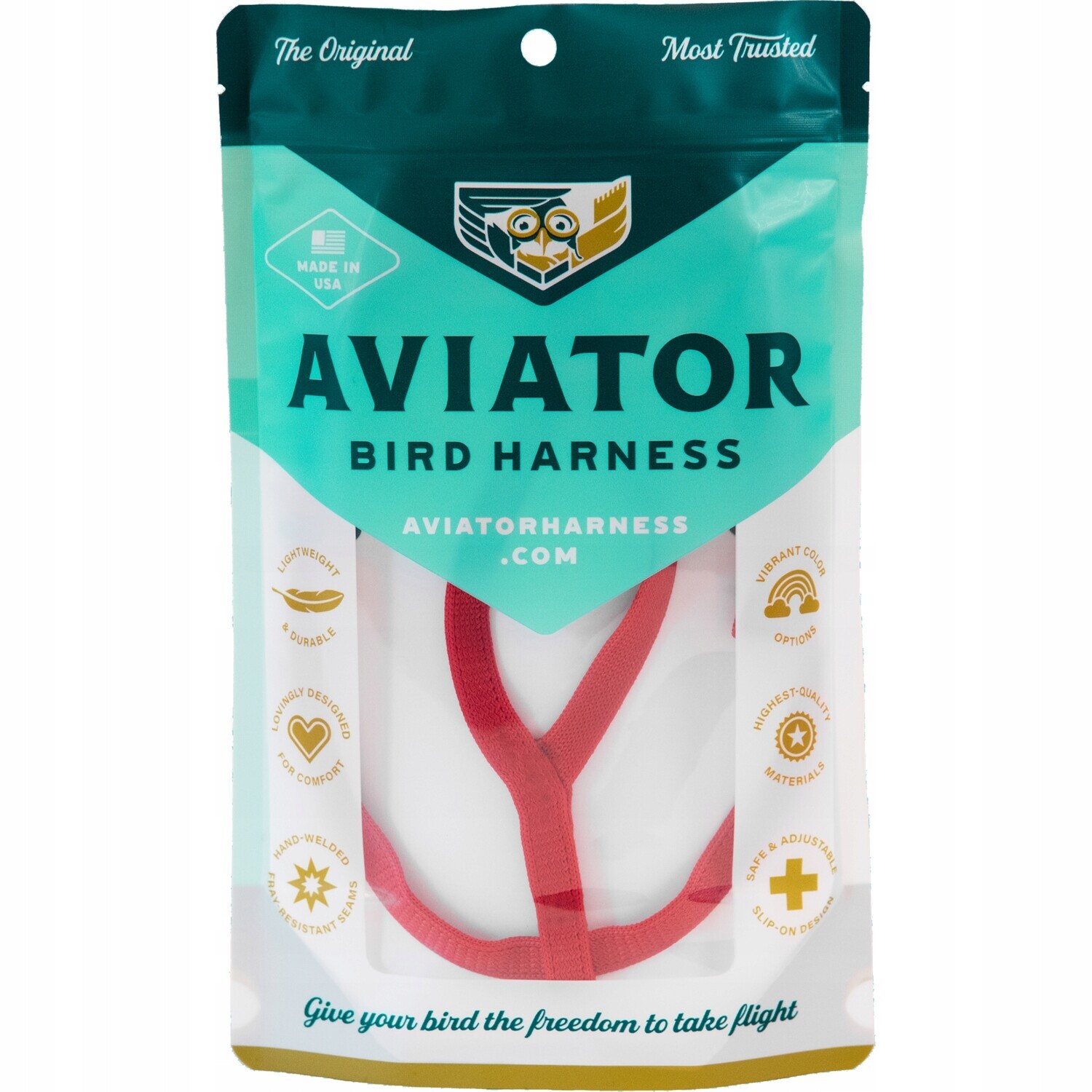 Aviator postroj pro papoušky XXL červený