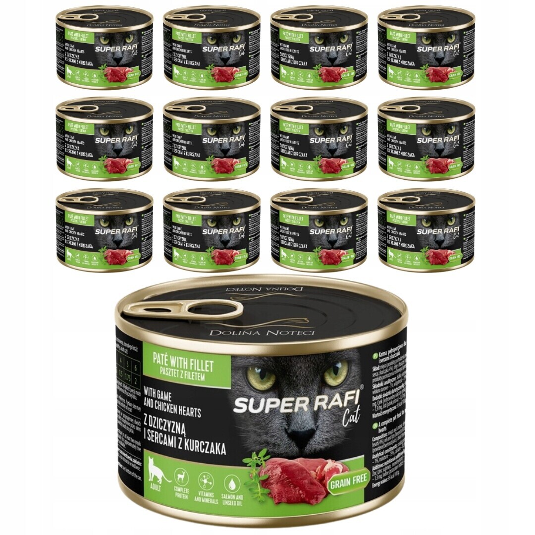 Rafi Cat Krmivo mokré se zvěřinou a kuřecími srdíčky 185 g x 12 ks