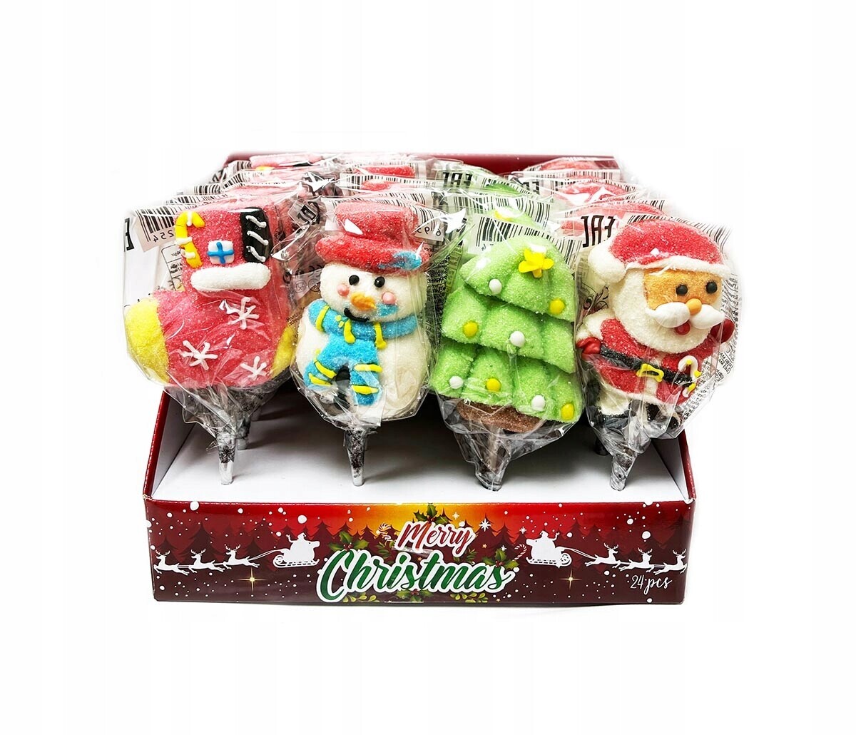 Vánoční pěnové Lízátka 24 ks XXL Veselé Vánoce