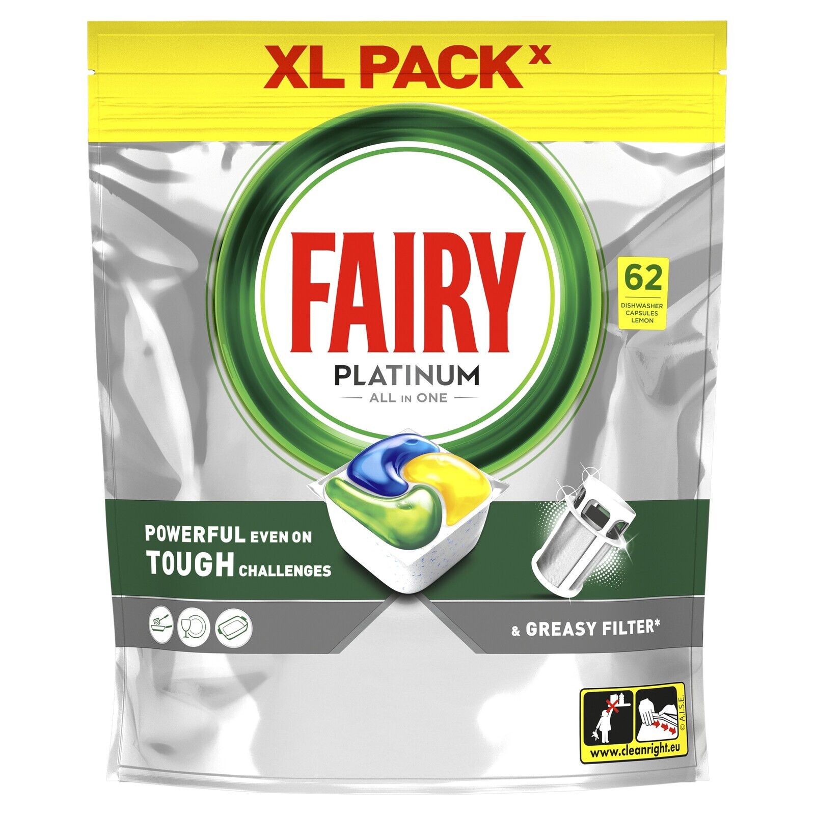 Fairy Kapsle do myčky Platinum Plus All In 1 Lemon 62 ks