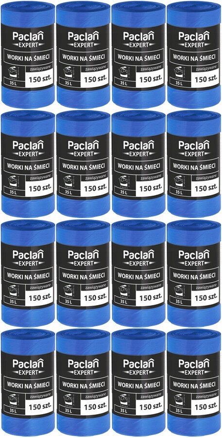 16 x Sáčky Na Odpadky Zavázané Silné Nepraskající 35L 150 Ks Paclan Expert