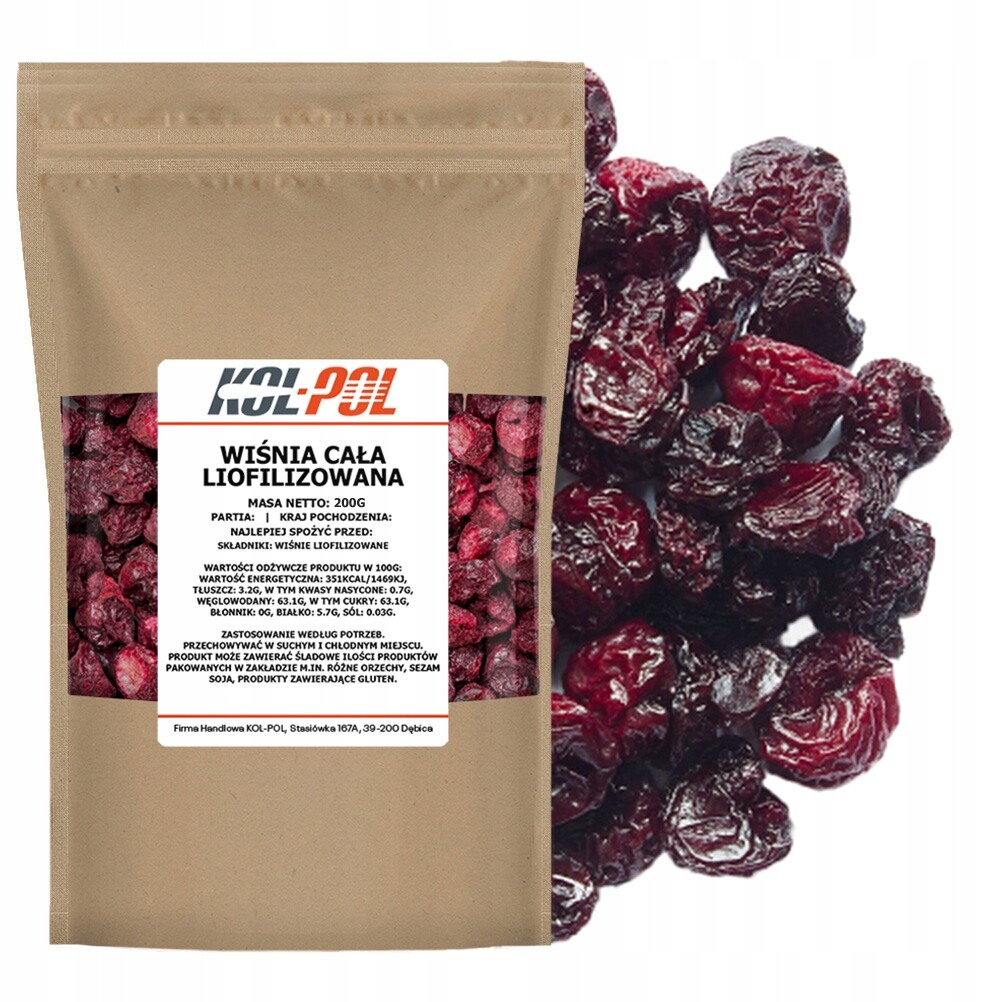 Višně Lyofilizované 200g Celé lyofilizované ovoce Višeň kvalita Kol-Pol