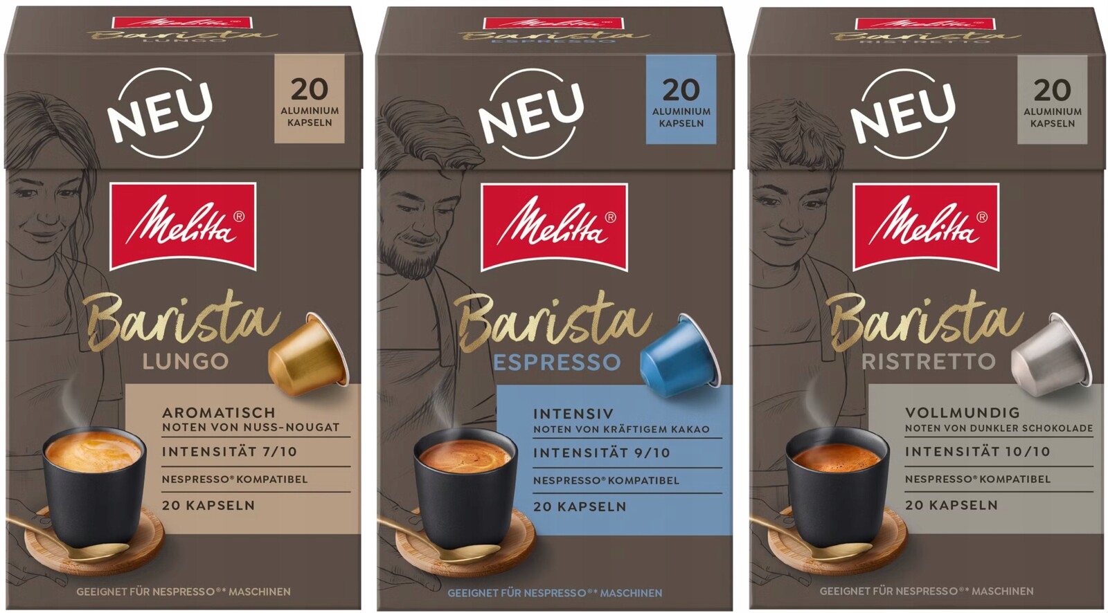 Nespresso kapsle Melitta Espresso Lungo Set 3 x 20 kusů