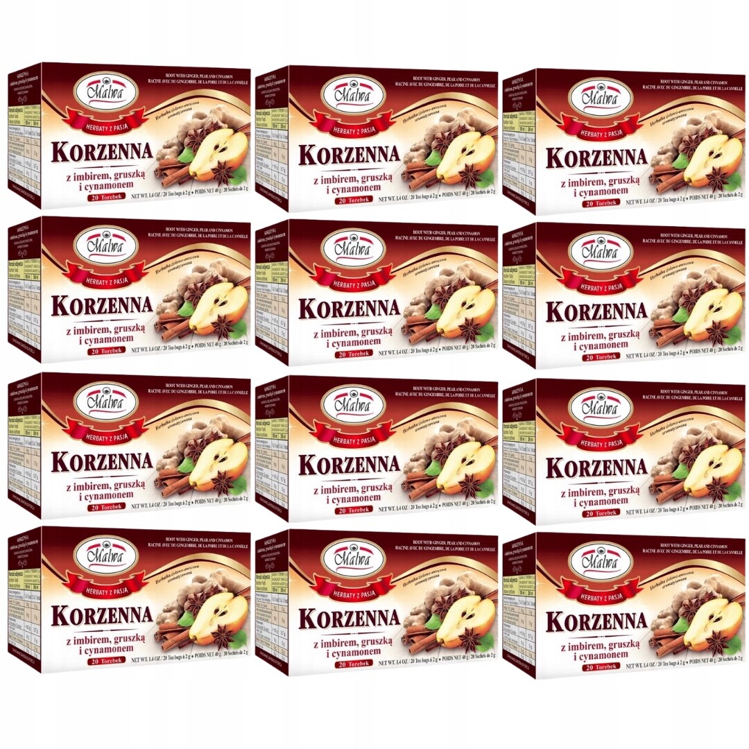 Malwa Kořeněný čaj s hruškovým zázvorem a skořicí 40 g (20 x 2 g) x 12 ks