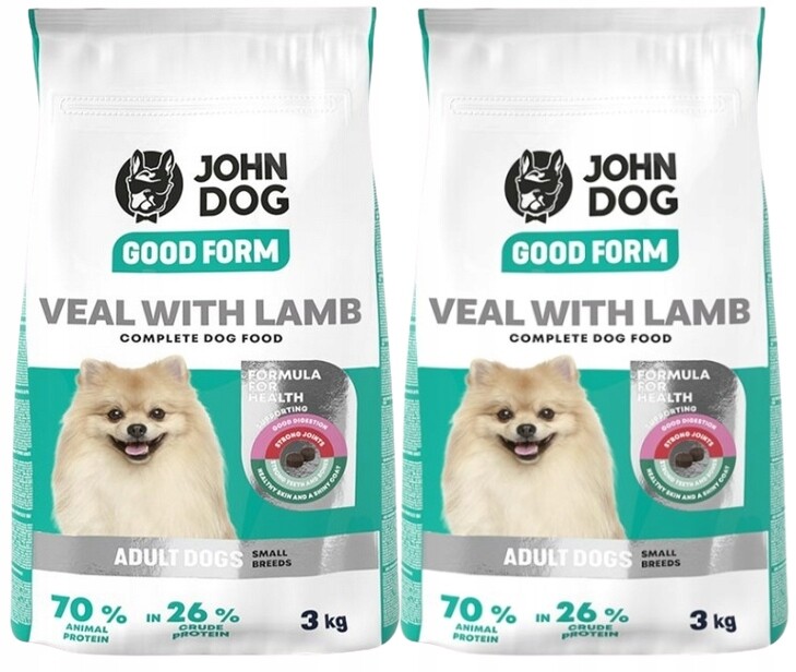 John Dog Good Form krmivo pro psy malých plemen Telecí Jehněčí 2 x 3 kg
