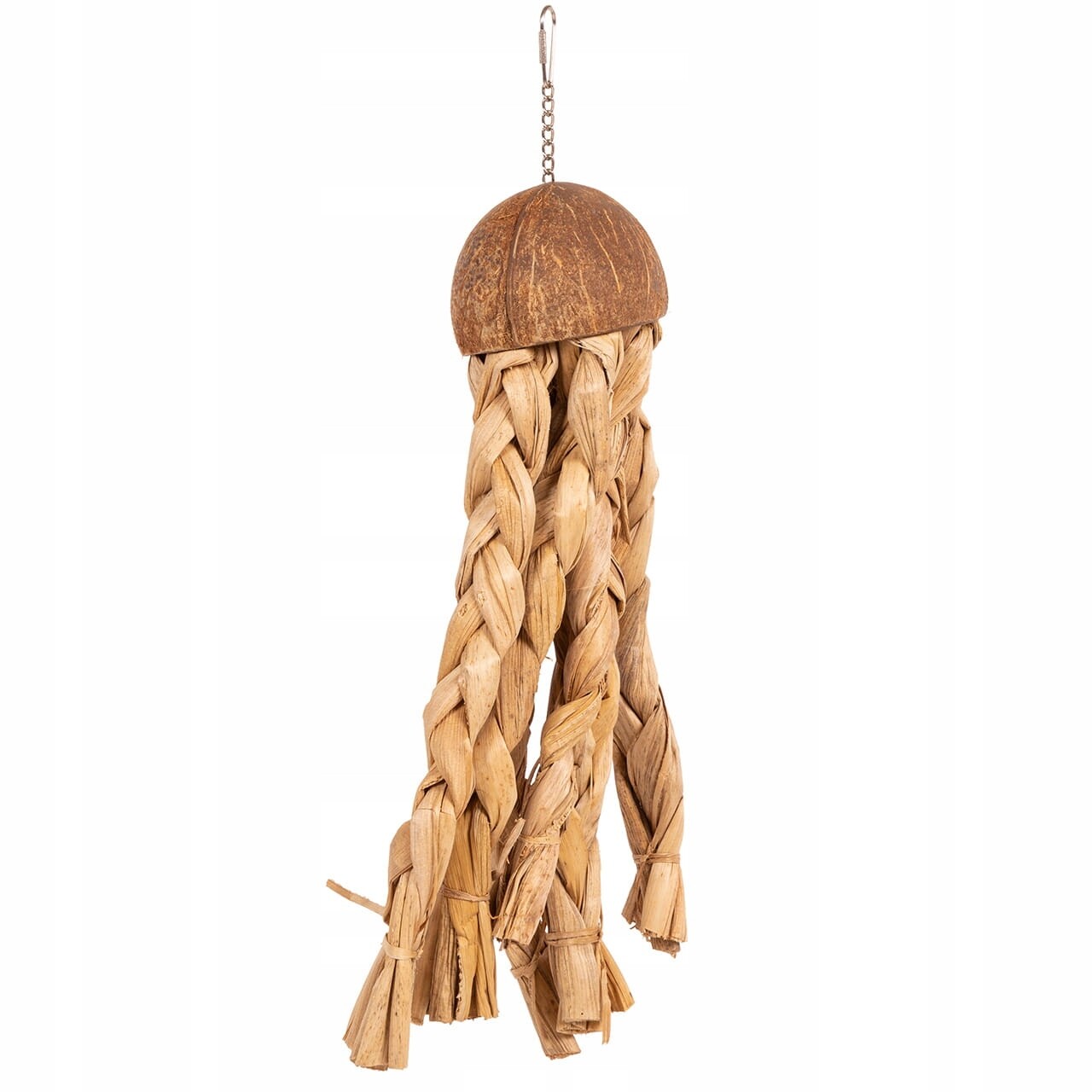 Zábava z přírody Přírodní hračka s kokosem a banánovými listy pro papoušky