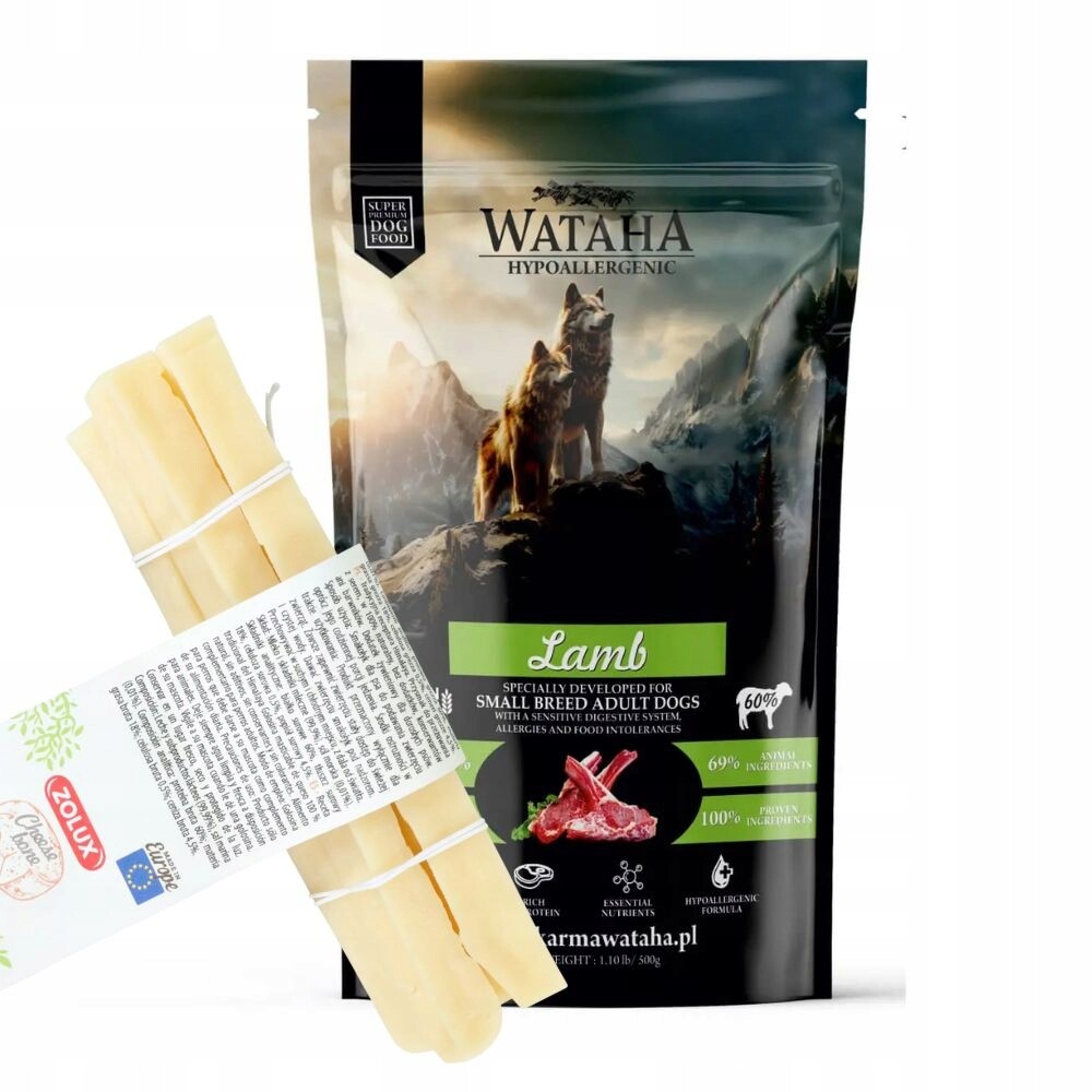 Balíček pro psy miniaturních plemen: Wataha Jagn 500 g Himalájský sýr Xs 4×22 g