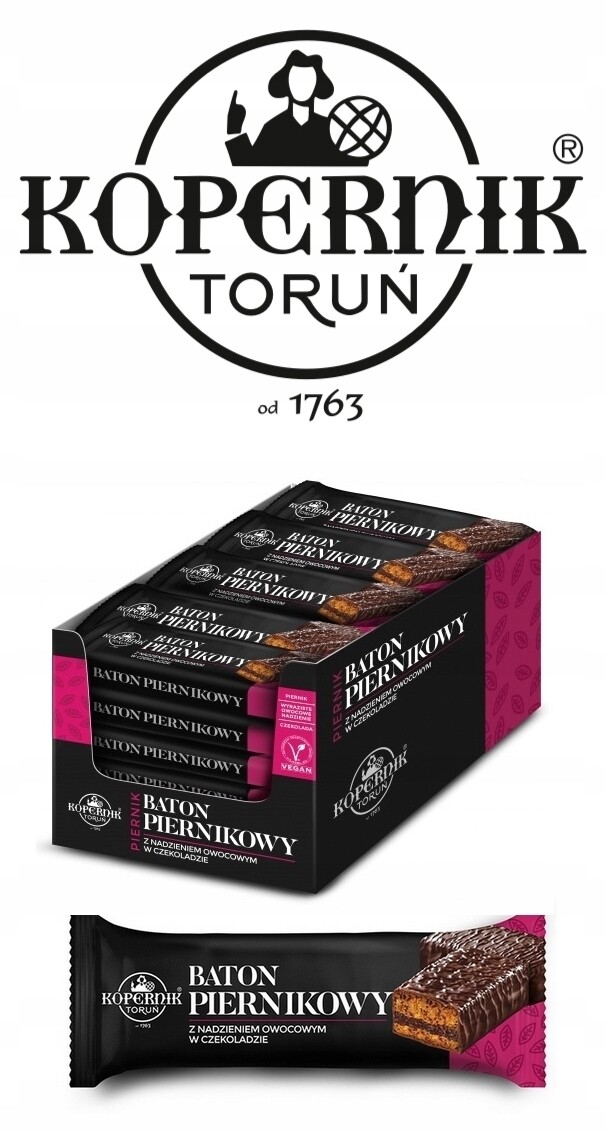Kopernik Perníková Tyčinka s Ovocnou Náplní v čokoládě 47g Balení 30 Ks
