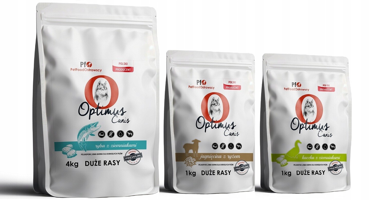 6 kg Sada suchého krmiva Optimus Canis ryba, jehněčí, kachna