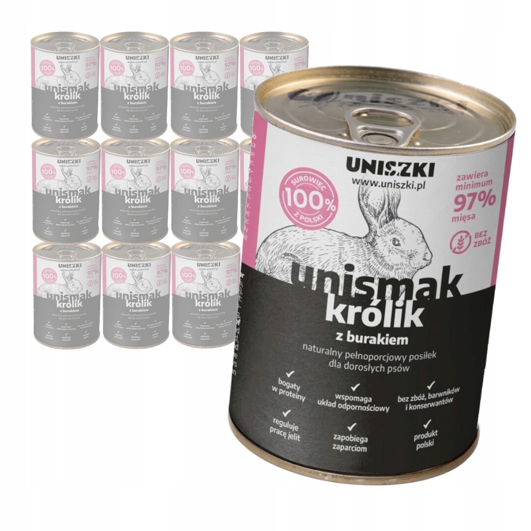 Uniszki Unichomáček Králík s červenou řepou 12x400g Bezobilné Vlhké Krmivo pro psy