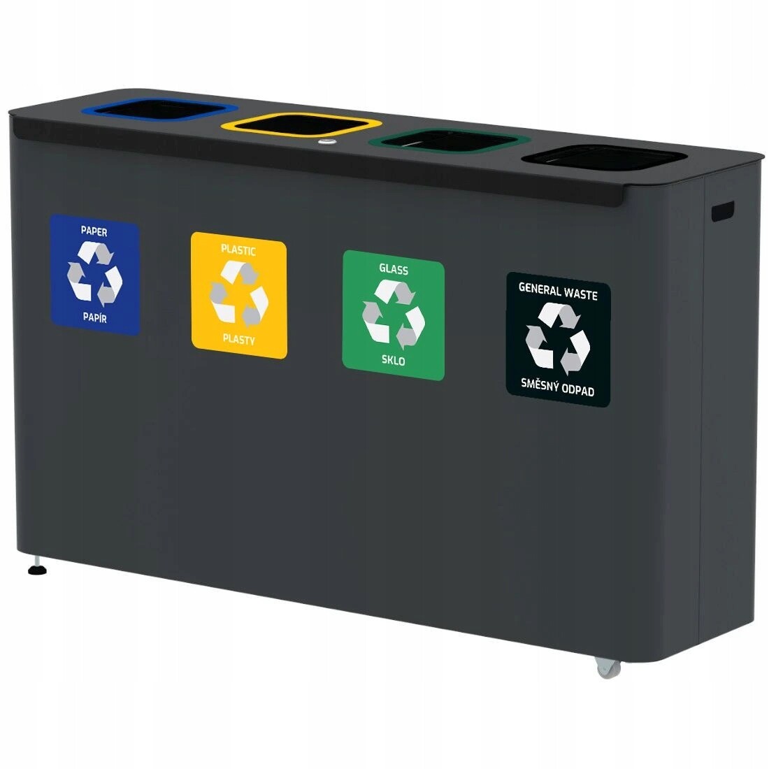 Sestava na tříděný odpad Eko Star Station 4 x 60 l, lakovaná ocel, šedá