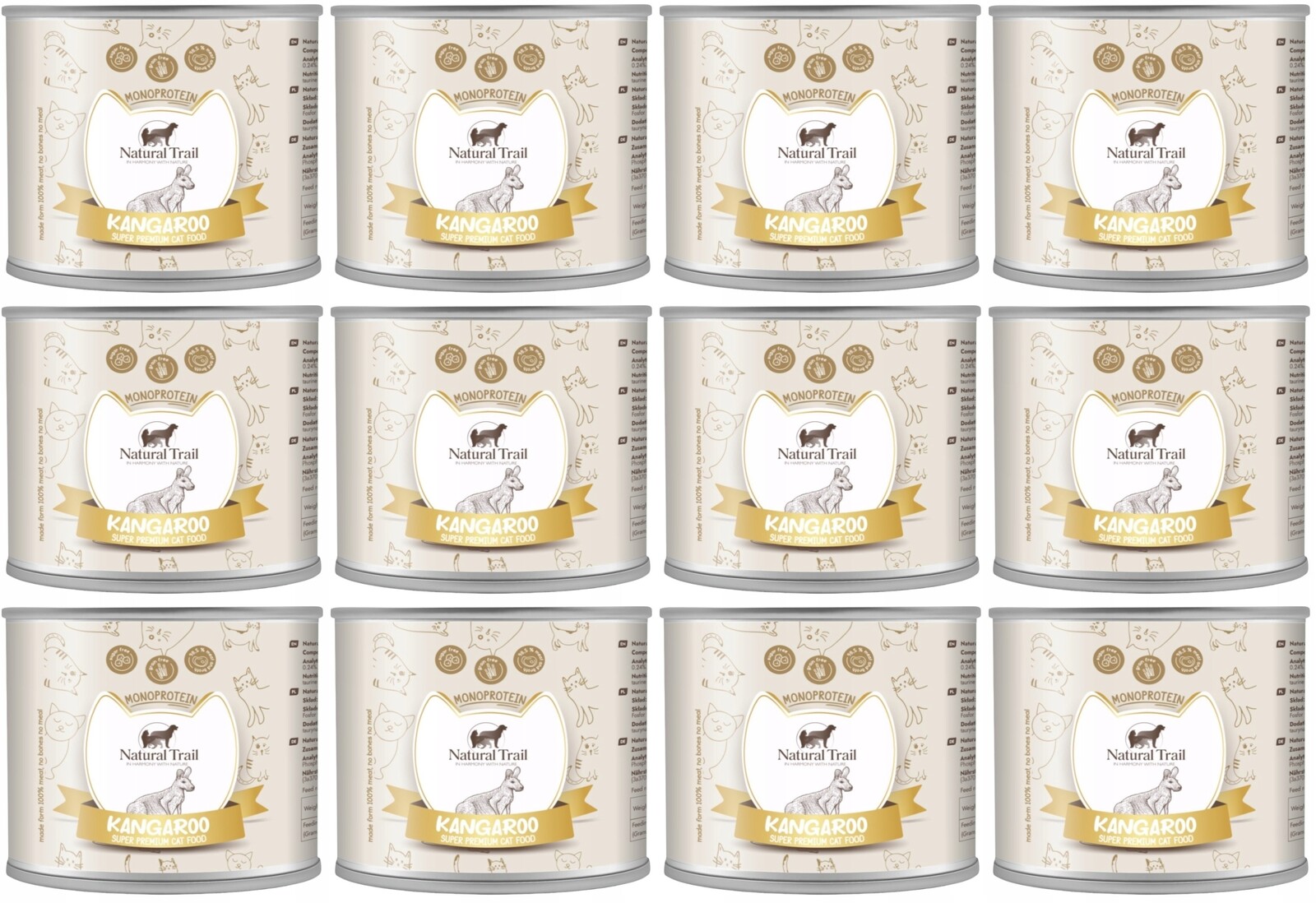 Natural Trail Cat Monoprotein Kangur plechovka 12 x 185 g