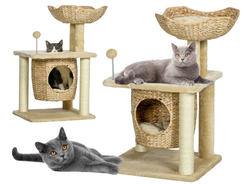 Škrabadlo Pro Pro Kočky S Velkým Pelíšek 45x40x74cm Pro Kočky Budíček Béžový