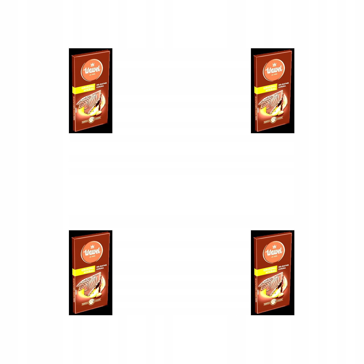 4x 90g Wawel prémiová hořká čokoláda hruška-mandle