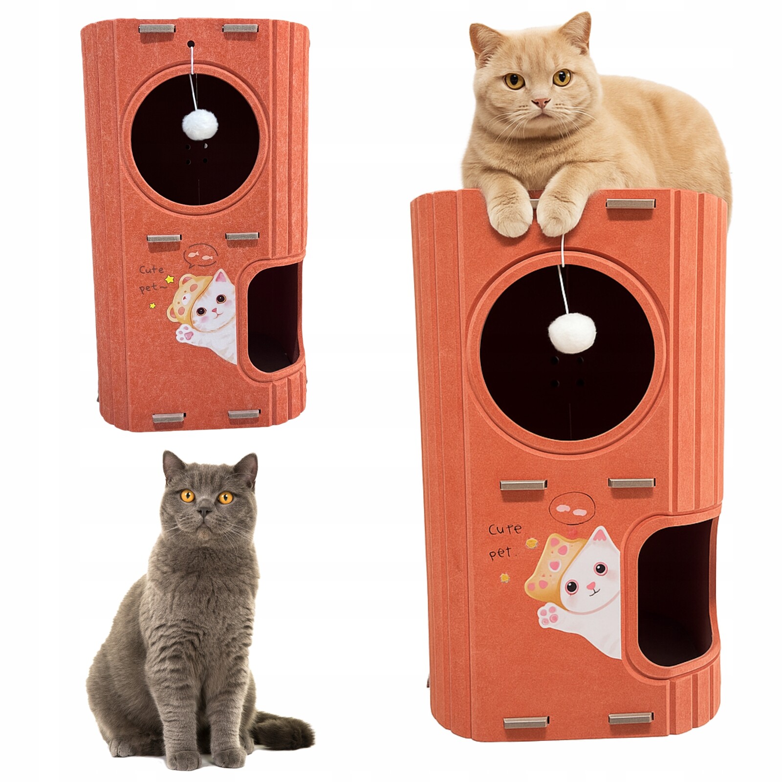 Pro Kočky Pelíšek Kočičí Budet, Psychoutka, Víceúrovňová Plstěná Věž S Koulem Siemiec