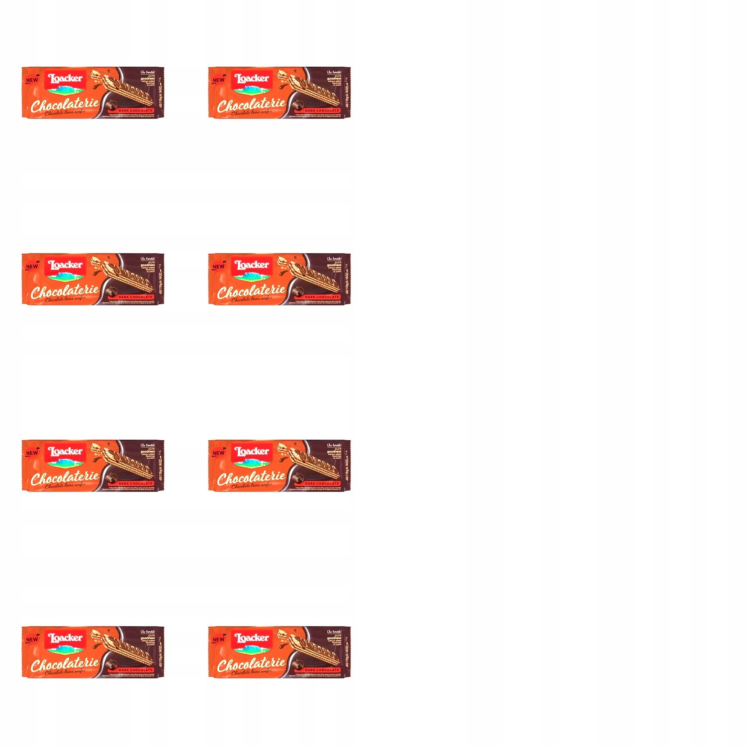 8 x 118 g Loacker Chocolaterie oplatky v hořké čokoládě Půlka Kartonu