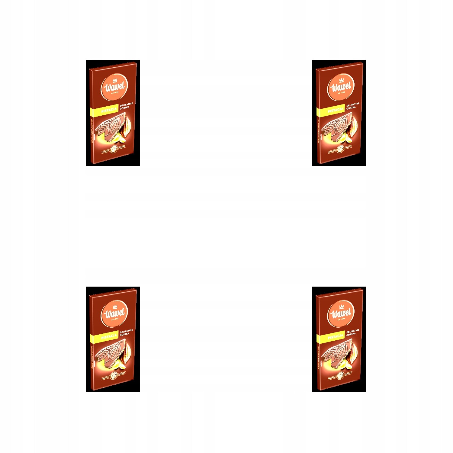 4x 90g prémiová hořká čokoláda s pistáciemi Wawel