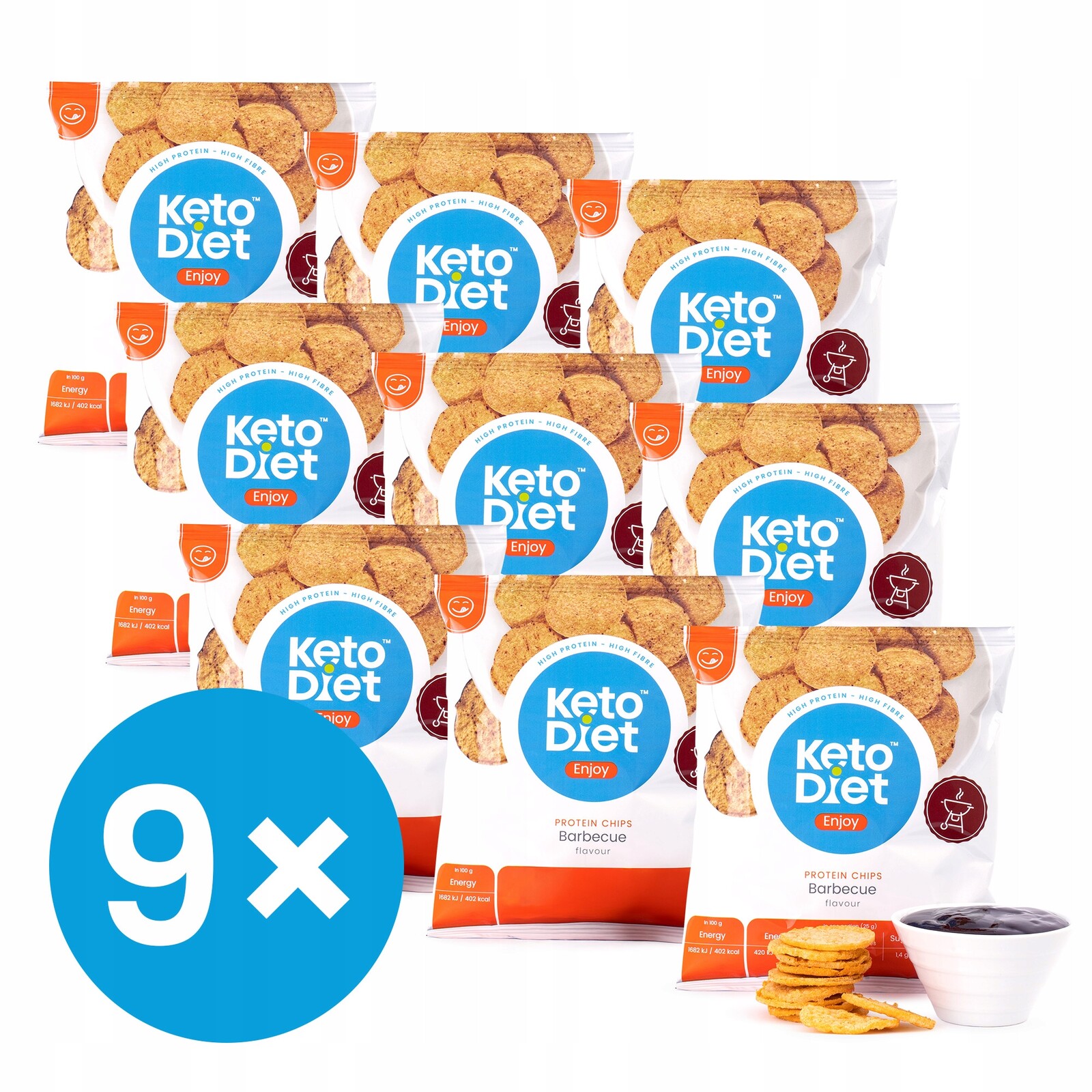 Proteinové chipsy příchuť barbecue Multipack 9 balení (9 × 25 g)