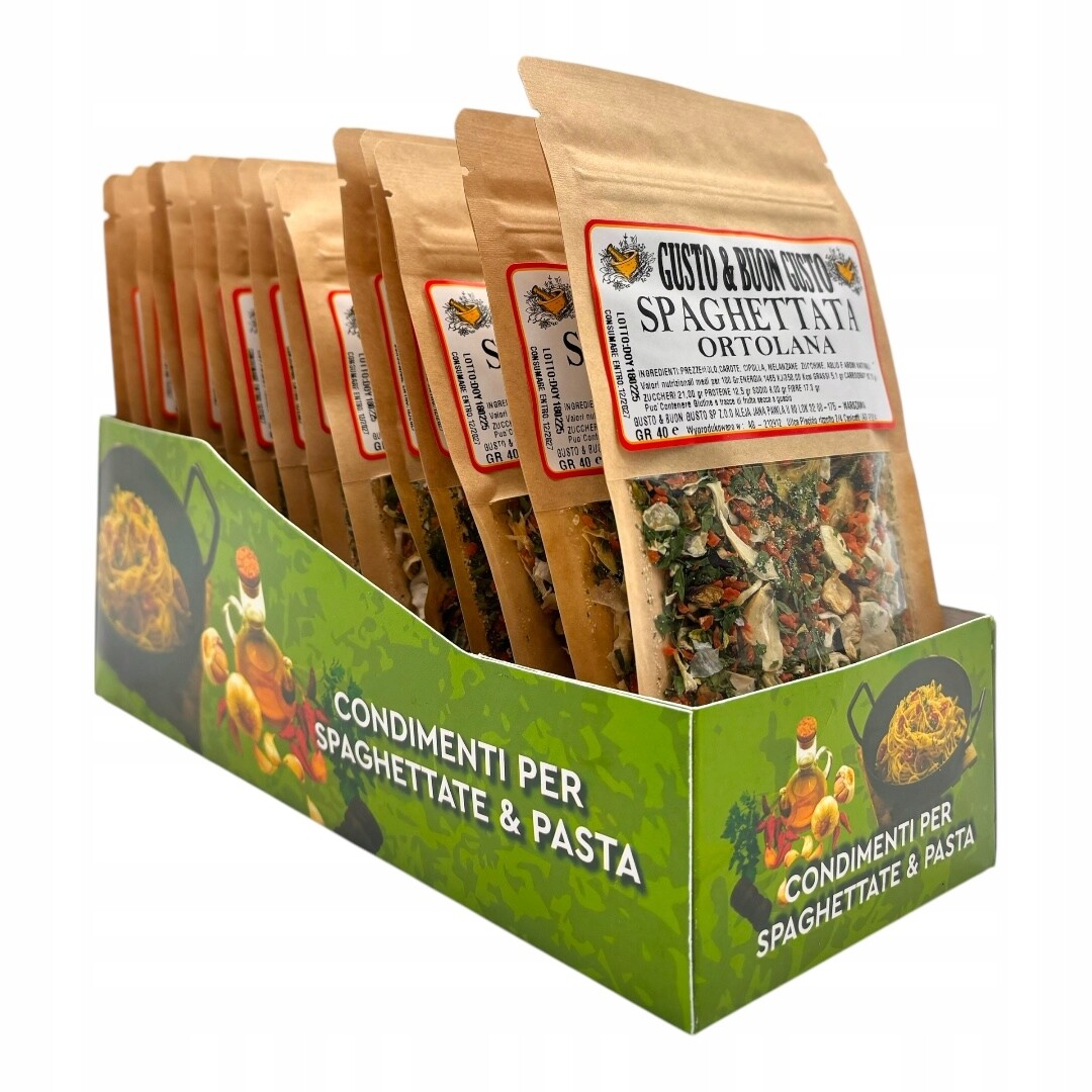 Sada 15x Spaghettata Ortolana. Aglio, olio e zucchine! Doypack 40 g