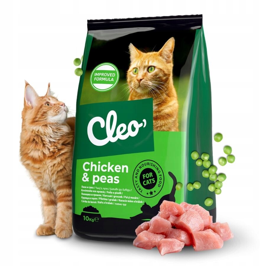 Cleo Kuře s hráškem Suché Krmivo pro kočky Maso Zelenina Vitamíny 10 kg