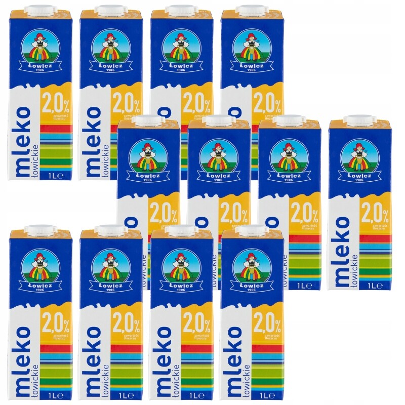 Łowicz Lovické kravské mléko 2% Uht Premium 1l 12 kusů