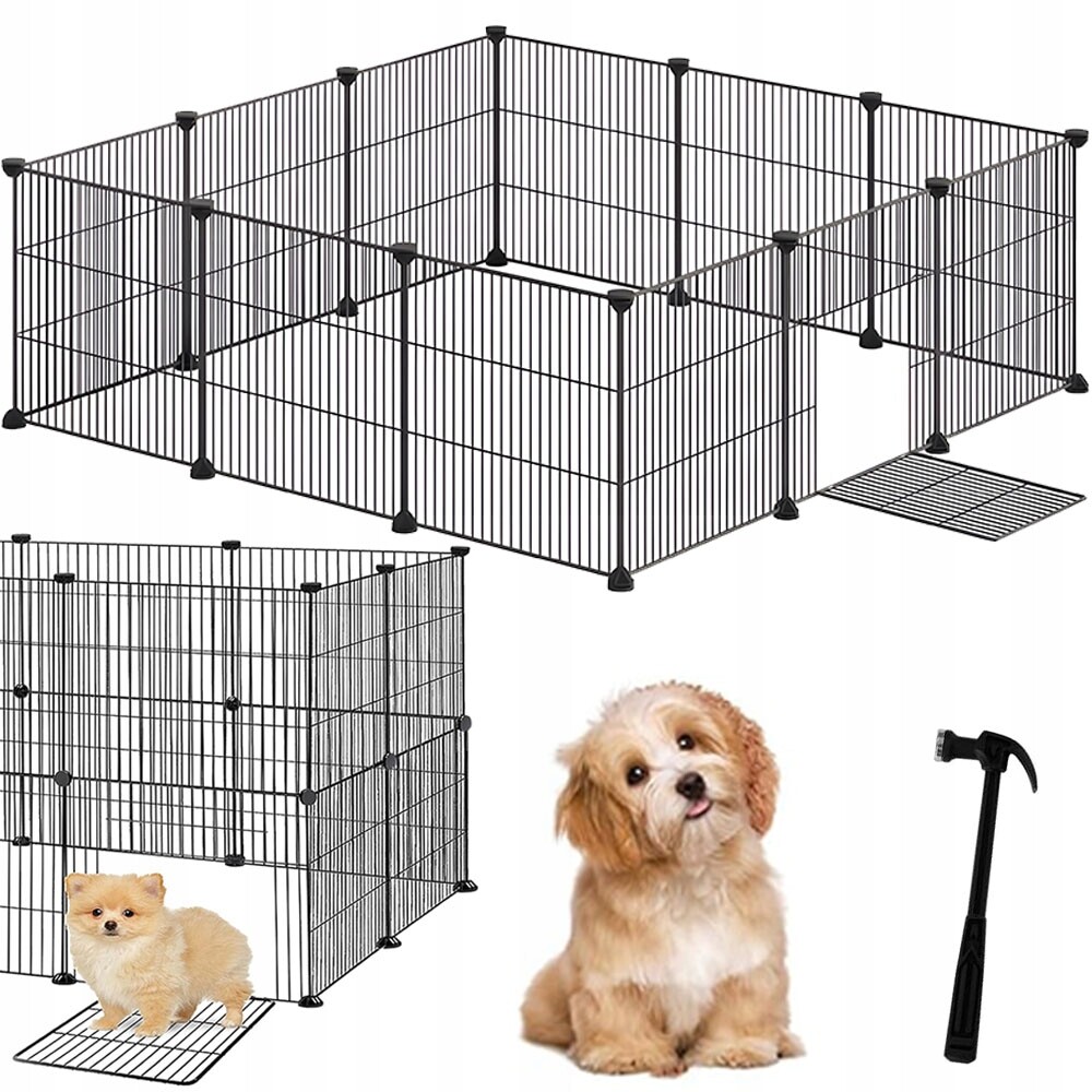 Oplocení Pro Zvířata 12 Panelů 142x72x36 cm Kovový materiál Pevný