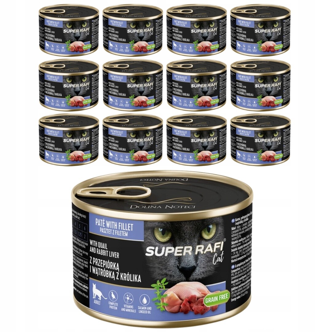 Rafi Cat Krmivo pro kočky s křepelčími a králičími játry 185g x 12 ks