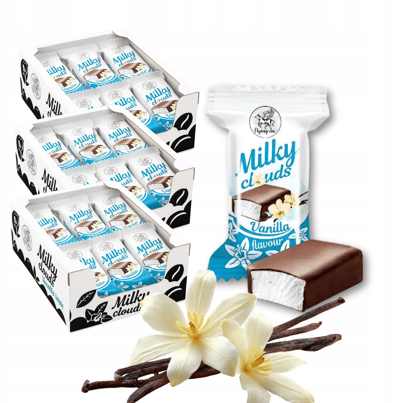 Marshmallow Bonbóny Milky Clouds s vanilkovou příchutí, Milky obláček , 3x1kg