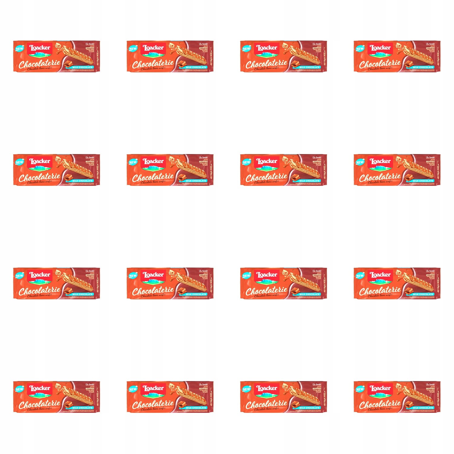 8 x 118 g Loacker Chocolaterie oplatky v mléčné čokoládě Půlka Kartonu