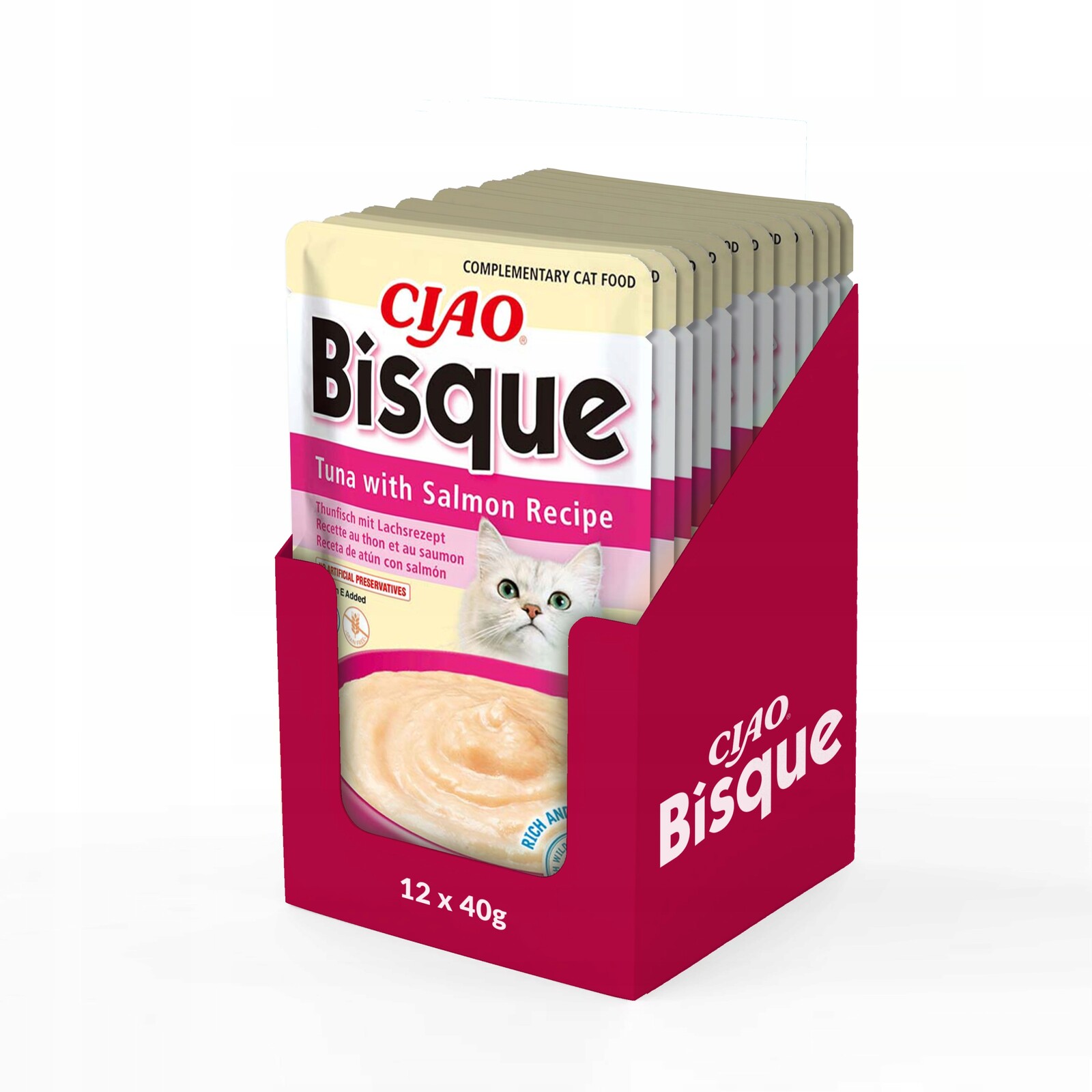 Inaba Ciao Bisque hustá krémová polévka s tuňákem a lososem 40g Krmivo Pro Kočky