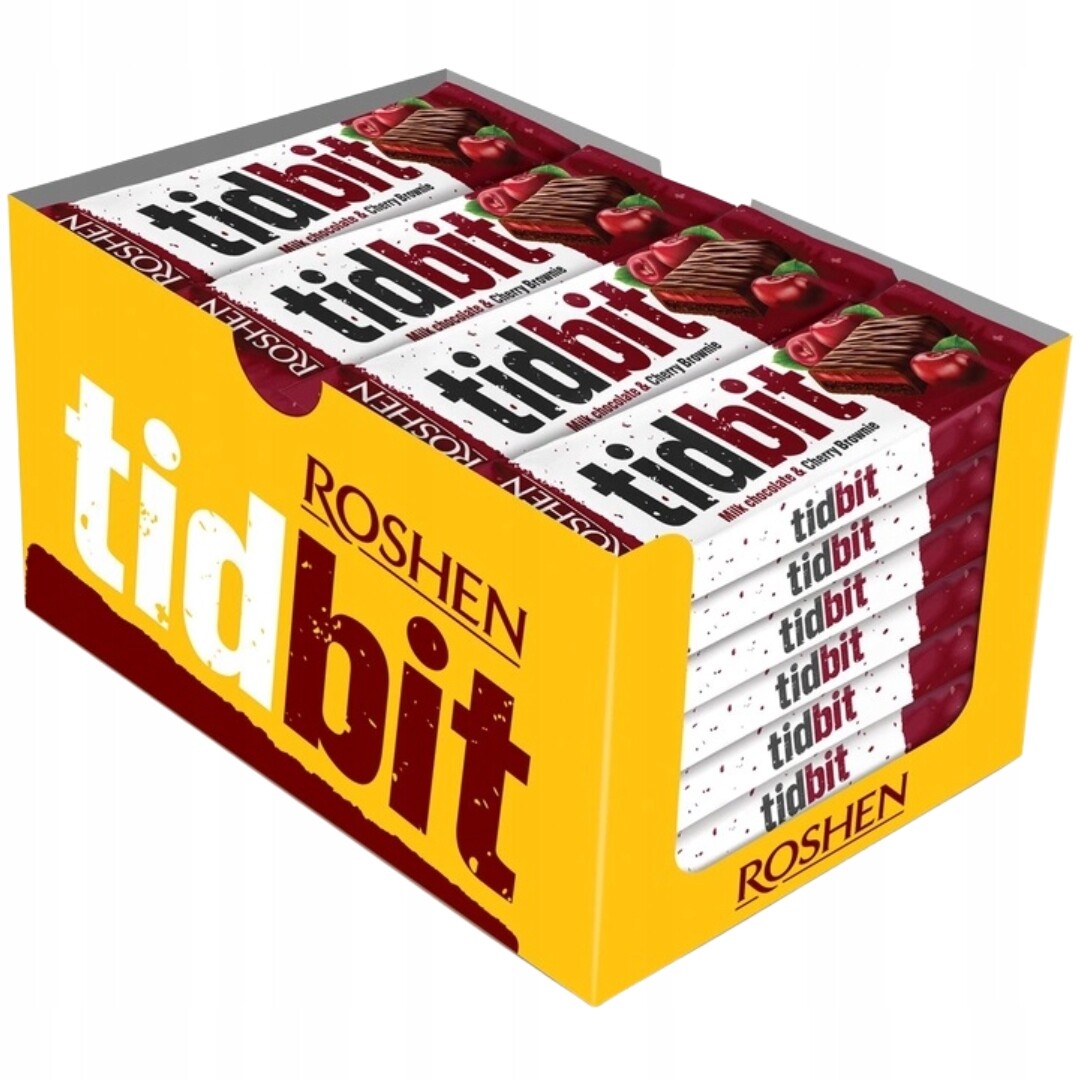 Tyčinka Roshen Tidbit s náplní z třešňového brownie 50 g x 28 kusů