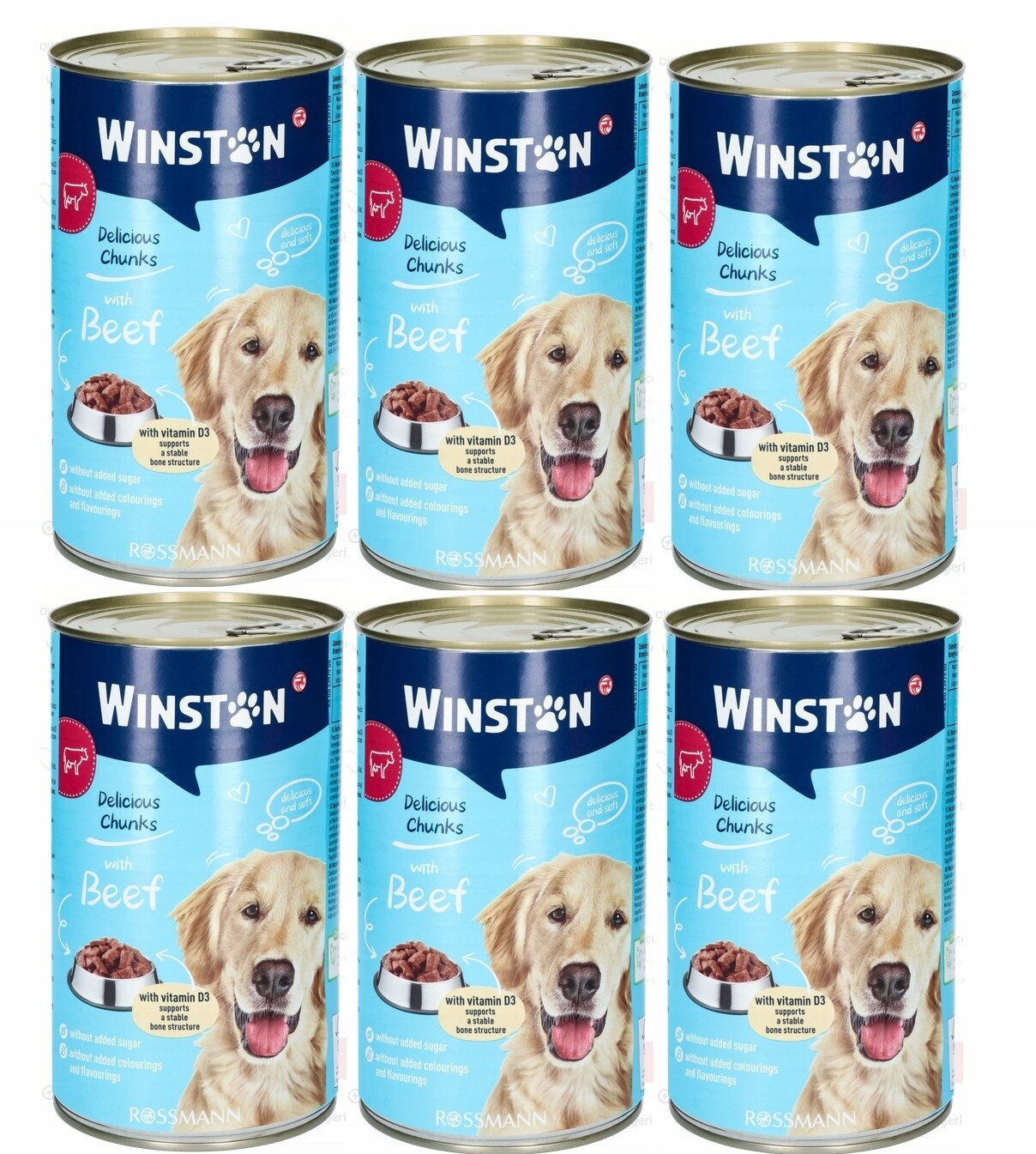 6 x Winston Kompletní mokré Krmivo pro dospělé psy, s hovězím masem 1240 g