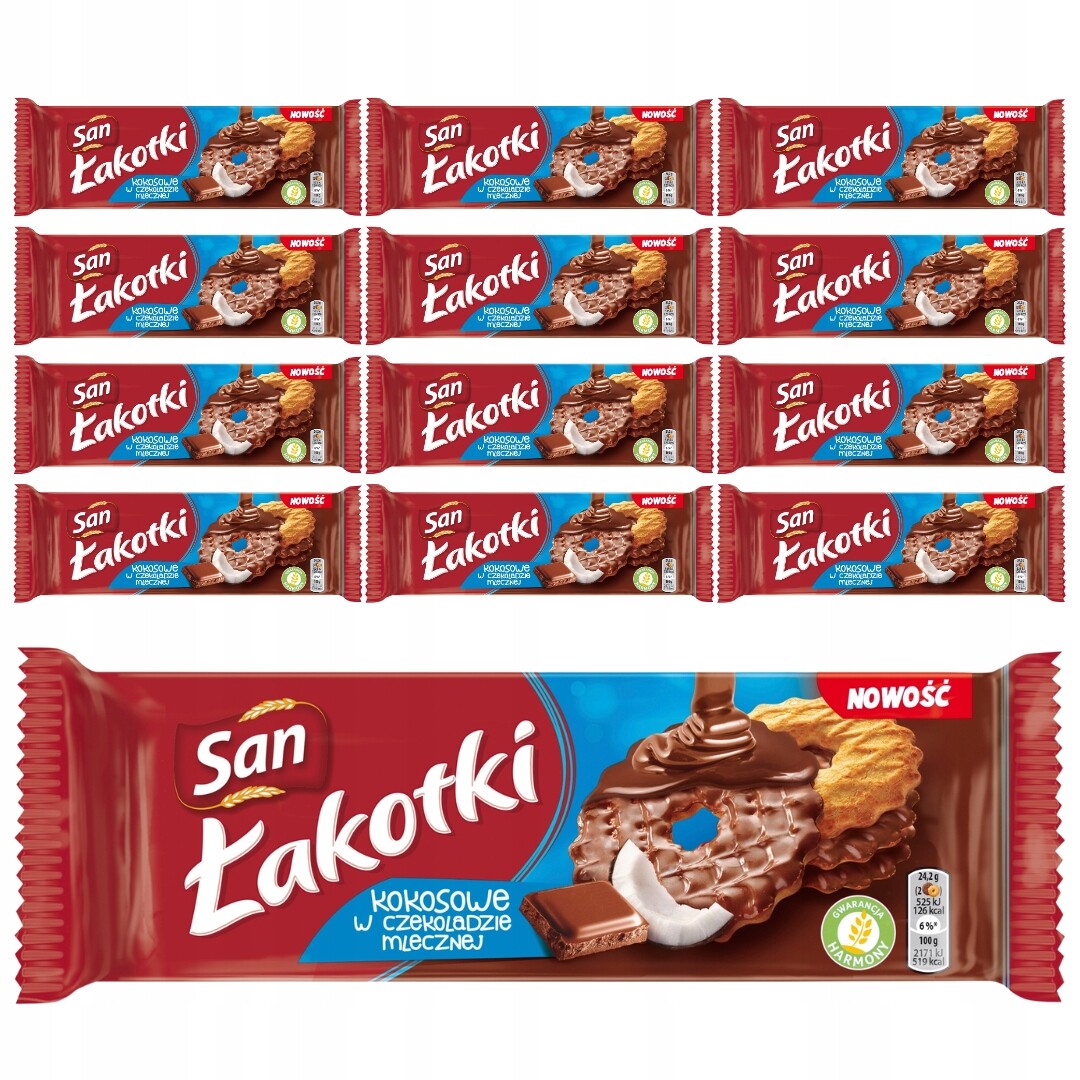 San Łakotki Kokosové sušenky 146 g x 12 kusů