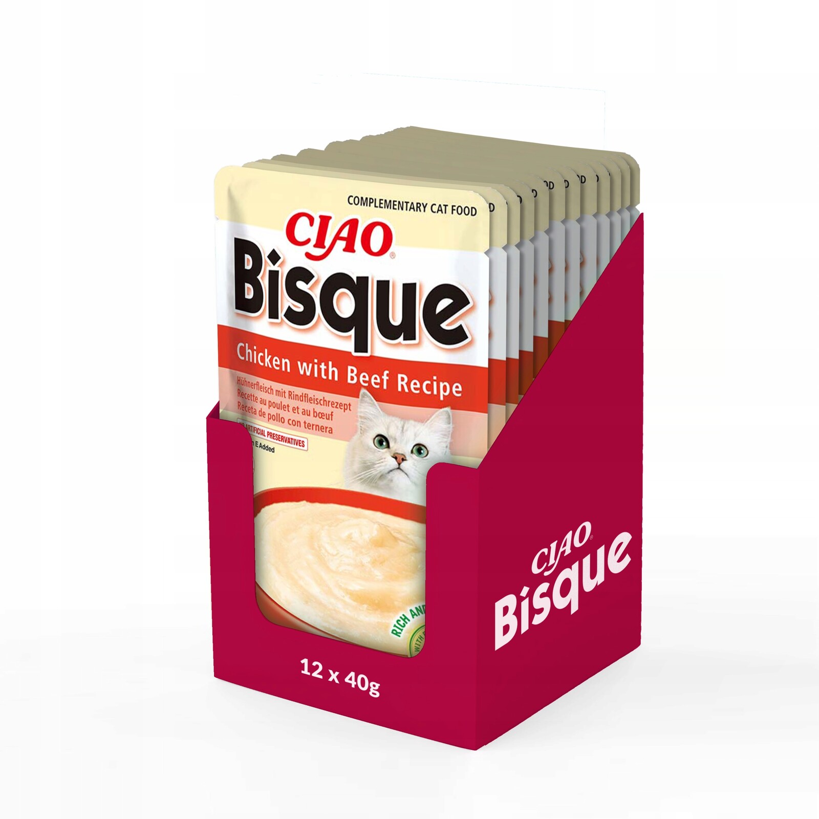 Inaba Ciao Bisque hustá krémová kuřecí a hovězí polévka 40g Krmivo Pro Kočky