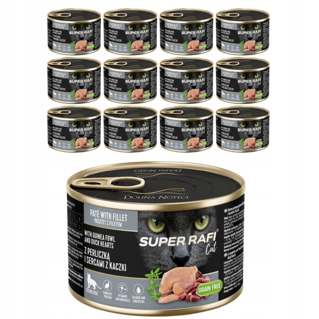 Rafi Cat Krmivo pro kočky s perličkou a kachními srdíčky 185 g x 12 ks